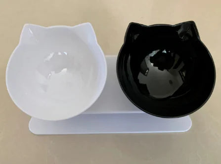Elevated Anti-Slip Double Cat Bowl for Better Digestion | Whisker-Friendly Food & Water Feeder