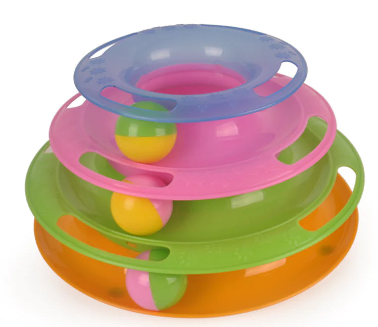 Interactive Cat Toy Spinning Tower | Multi-Layer Puzzle Toy for Indoor Cats | Boredom-Busting Cat Entertainment