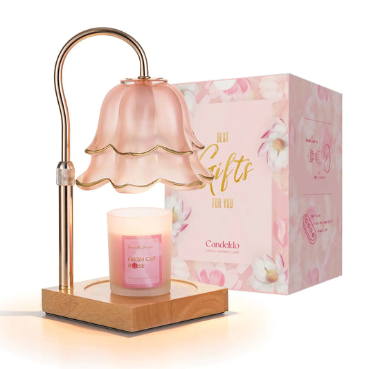 Pink Floral Candle Warmer Lamp – Fireless Smokeless Wax Warmer with Timer & Dimmer | Cozy Aesthetic Home Decor Gift