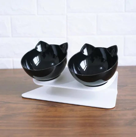 Elevated Anti-Slip Double Cat Bowl for Better Digestion | Whisker-Friendly Food & Water Feeder