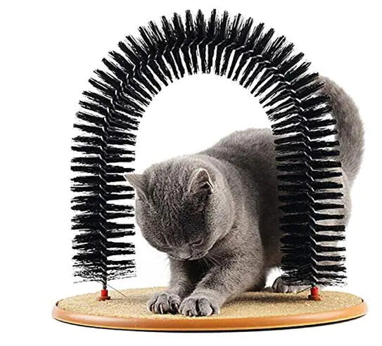 Cat Toy Arch Self Groomer | Interactive Cat Scratcher & Grooming Arch | Shedding & Massage Tool for Indoor Cats