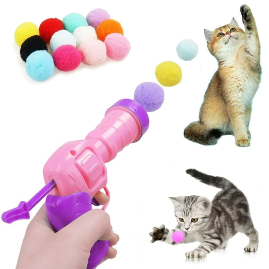 Interactive Cat Toy Ball Launcher Gun with 30 Plush Pom Balls – Indoor Cat Enrichment & Exercise Toy | Shady Jaydeyy